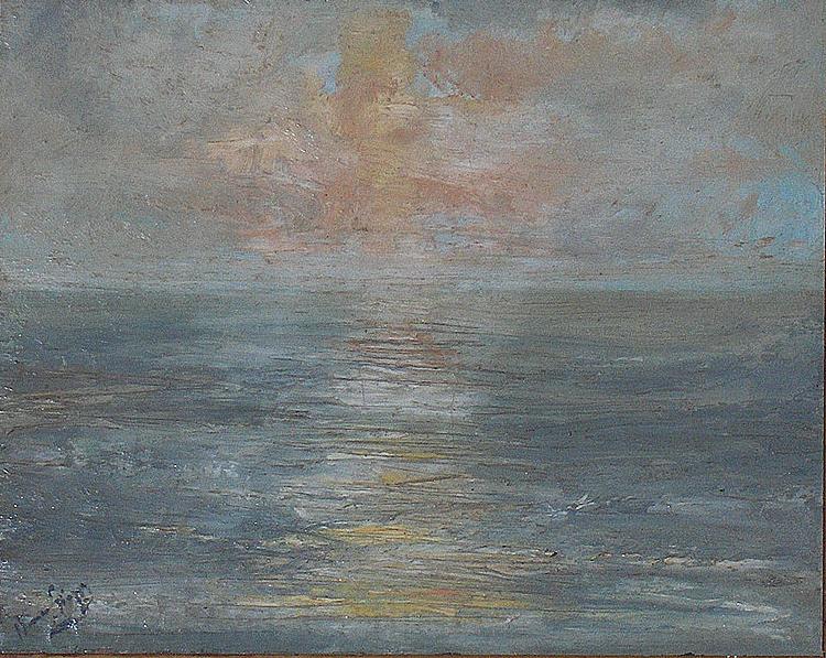 unknow artist Sunset at sea Norge oil painting art